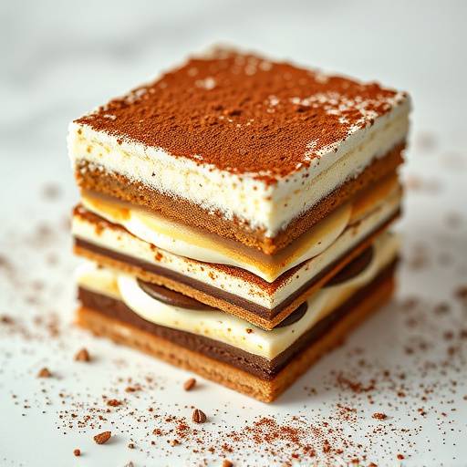 Traditional tiramisu with espresso-soaked ladyfingers, mascarpone cream, and cocoa powder.